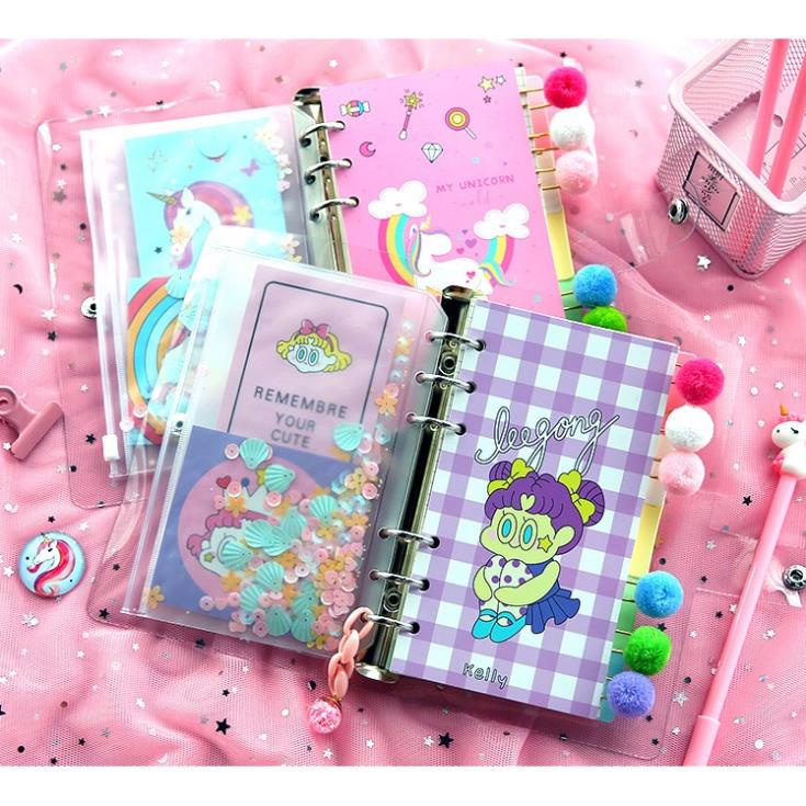Sổ còng binder KOLANO sổ tay ghi chép A6 tự thiết kế tặng kèm 13 món phụ kiện trang trí đáng yêu SN-001377
