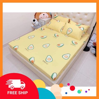 ♥️ drap + 2 vỏ gối ♥️ ⚡freeship⚡ ga trải giường cotton 3d bơ vàng