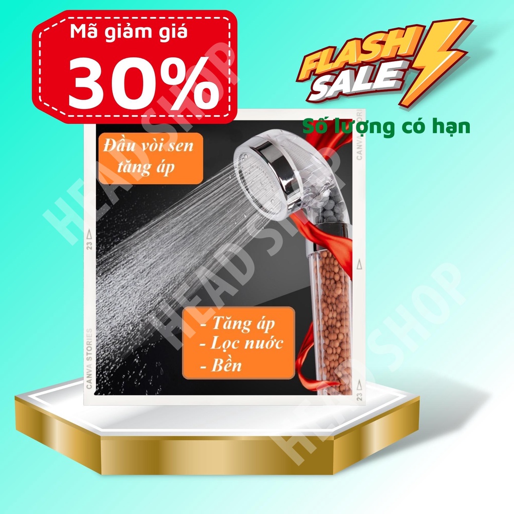 Đầu vòi hoa sen tăng áp lọc nước siêu bền 6 cm phun nước mạnh DVS1 HEAD SHOP