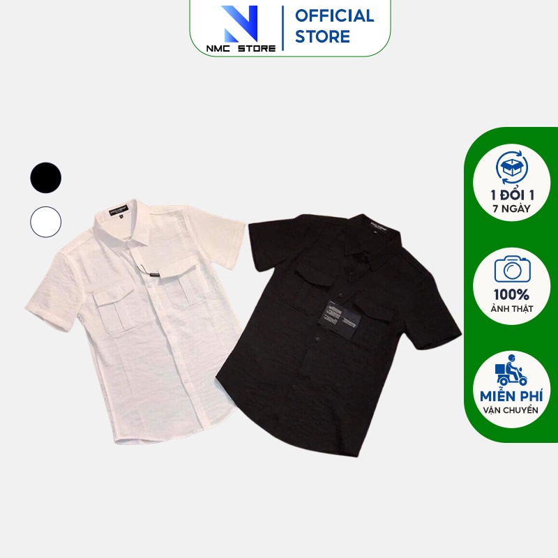 Áo sơ mi nam NMC 2 túi ngực vải đũi cao cấp