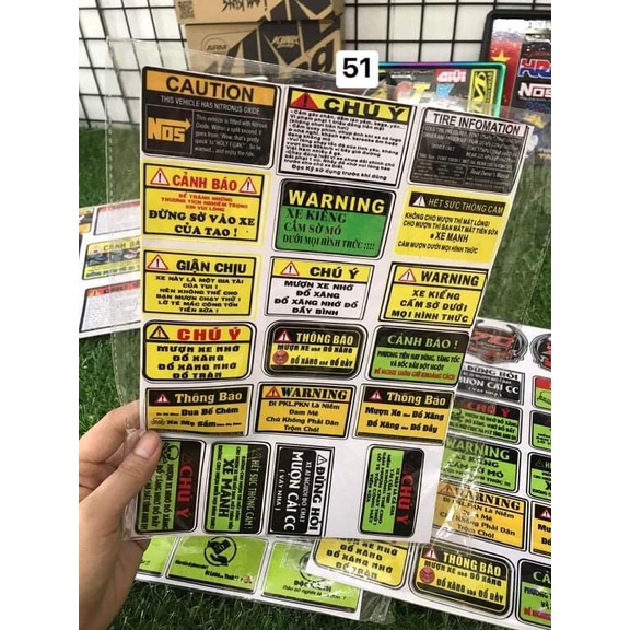 SET STICKER CẢNH BÁO TIẾT KIỆM 5 MÃ