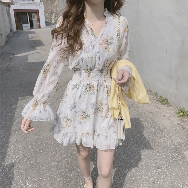 Váy Hoa Nhí Đầm Voan Dáng Dài đẹp dễ thương dáng xòe có lớp lót Quảng Châu kozoda d14