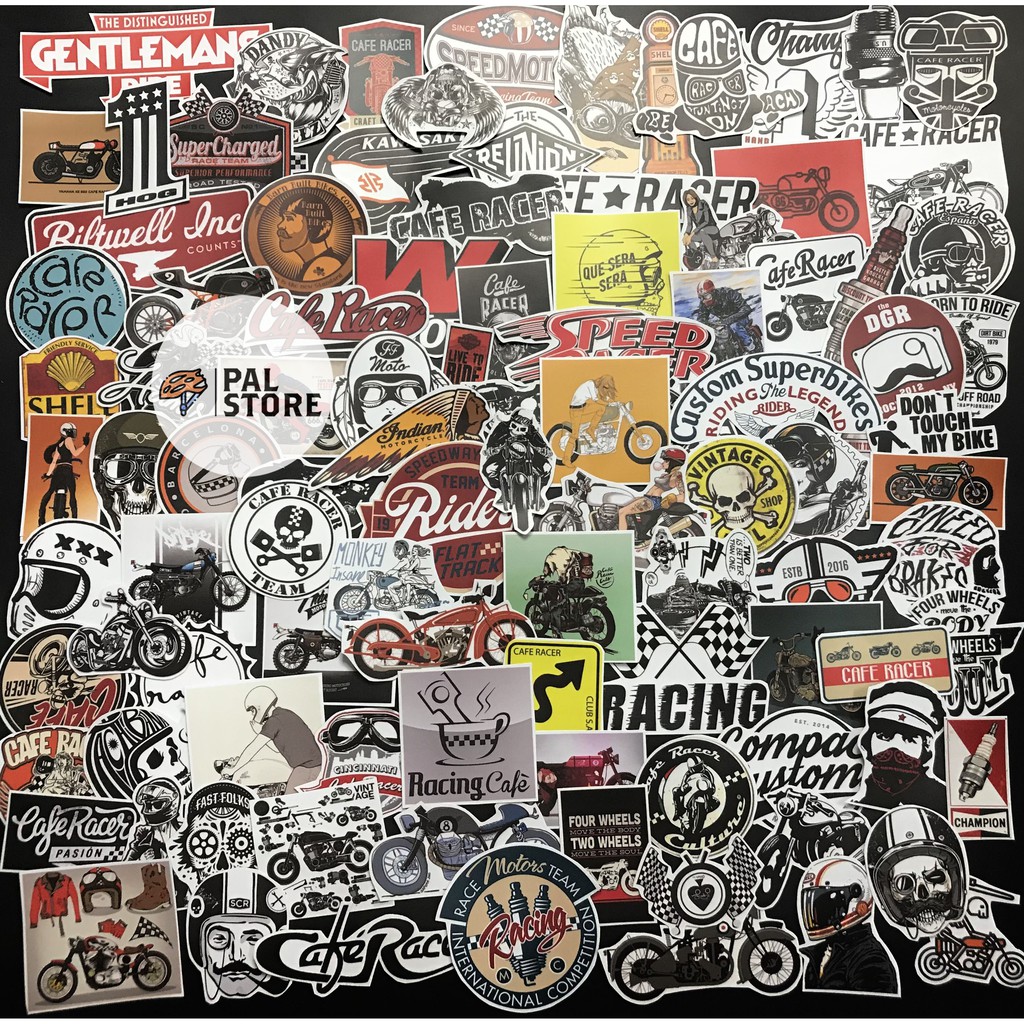 [Sticker set 100 miếng] - Cafe Rider