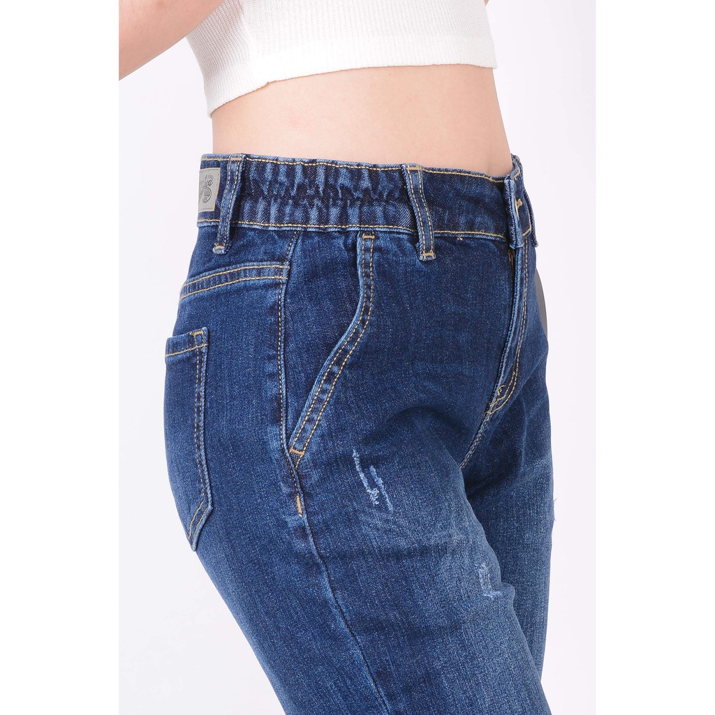 Quần jean nữ ống rộng baggy đẹp lưng cao cạp bán chun xước hàng hiệu cao cấp mã 421 VANIZEN | BigBuy360 - bigbuy360.vn