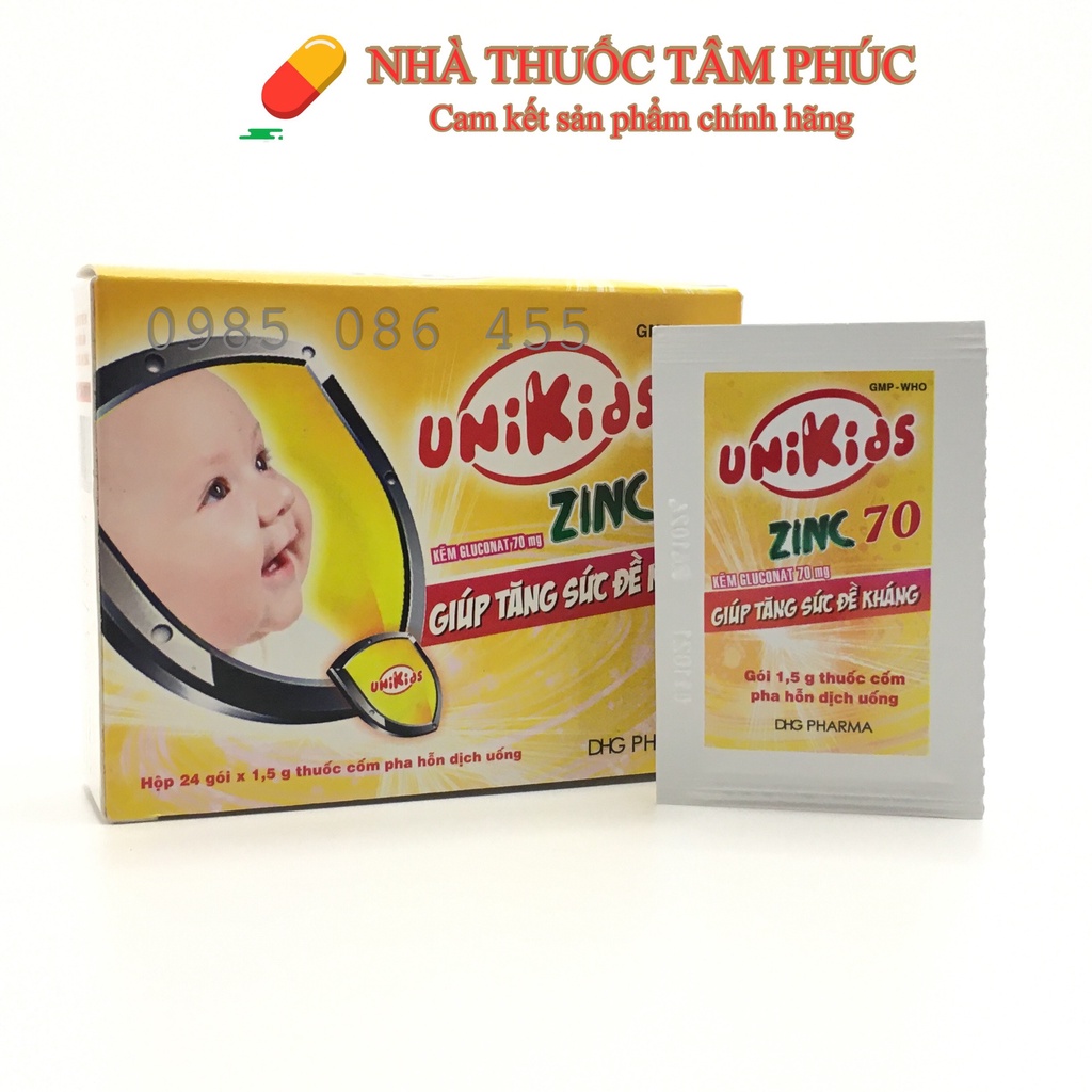 Unikids zinc 70 - Bổ sung Kẽm và tăng cường sức đề kháng cho bé  Hộp 24