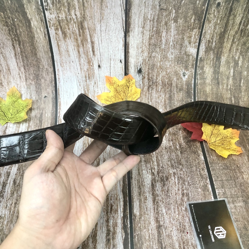 Dây Lưng Cá Sấu Liền Da Bụng 4cm, Thắt Lưng Dấy Nit Nam Da Cá Sấu Thật 4 Liền Bụng - BH 24 Thạ