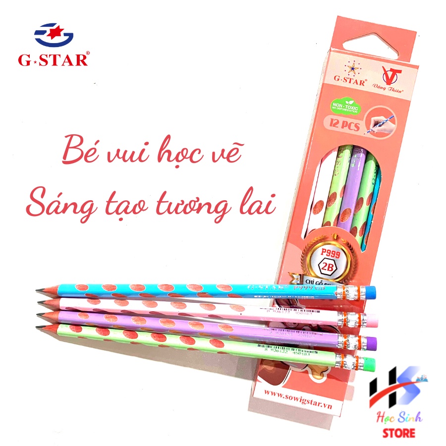 Hộp 12 cây bút chì định vị GSTAR P999 2B giúp cầm bút đúng tư thế không mỏi tay