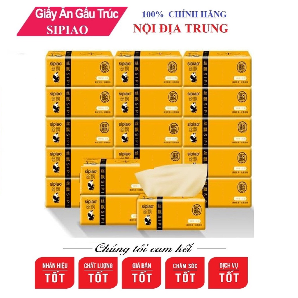 Thùng 30 gói giấy ăn gấu trúc sipiao 6021 chuẩn nội địa trung