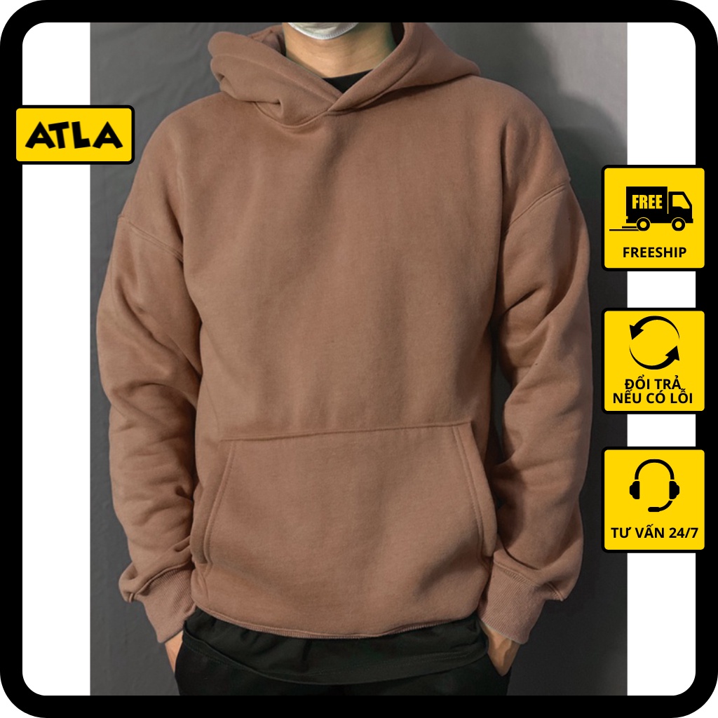 Áo Hoodie trơn Unisex đôi form rộng nam nữ vải Nỉ Bông