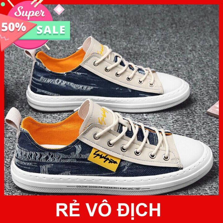 Giày thể thao nam bò rách cao cấp 💝 giày Binz 💝 hot 2021 ( màu xanh nhạt vs xanh đậm ) | BigBuy360 - bigbuy360.vn