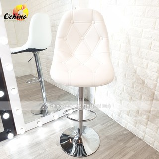 Ghế Chụp Hình, Ghế MakeUp - mẫu Cúc cách điệu (Làm Bằng da, Xoay 360 và nâng lên hạ xuống từ 60-80cm)