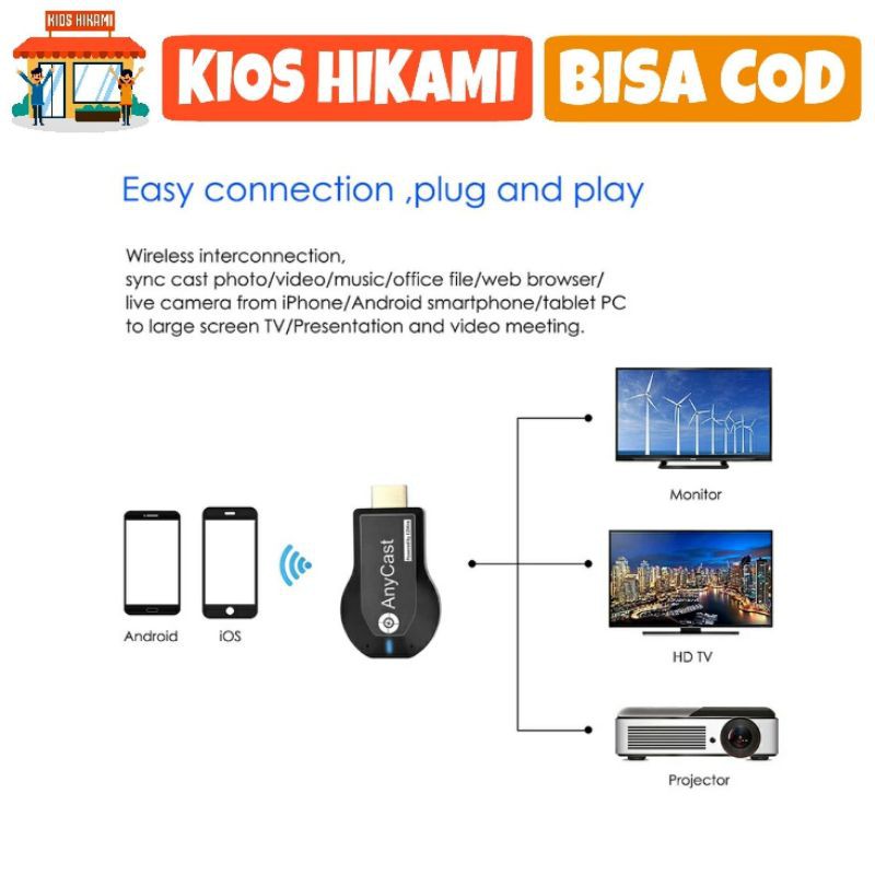 Anycast Thiết Bị Nhận Tín Hiệu Wifi Không Dây Hdmi Hd 1080p M9 Plus Miracast Airplay Dlna