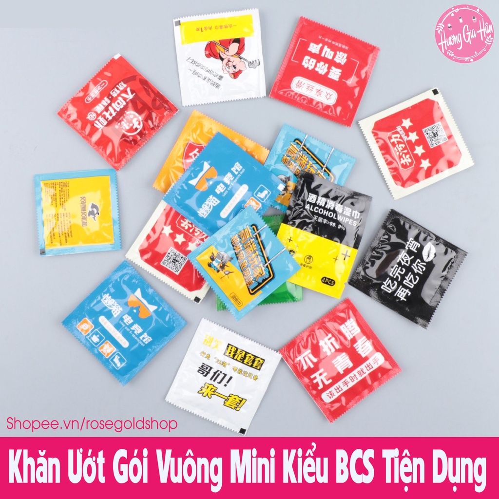 Set 5 Khăn Ướt Gói Vuông BCS - Khăn Giấy Ướt Mini Bỏ Túi Nhiều Mẫu