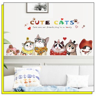 Decal Dán Tường Cute Cats