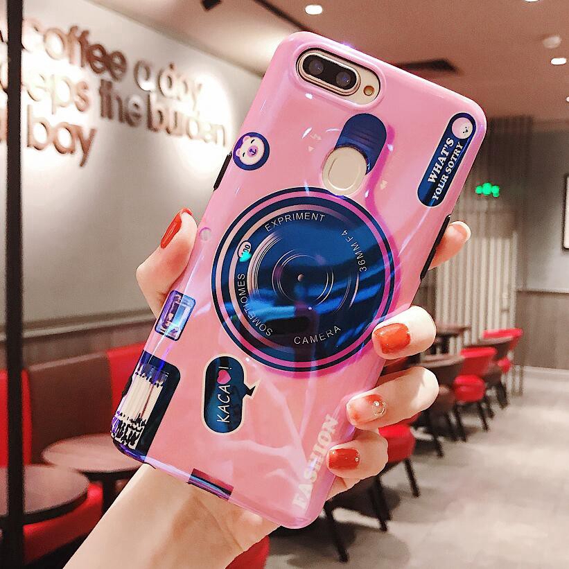 Ốp Lưng Mềm Có Giá Đỡ Hình Camera Cho Oppo R17 Pro R15X R15 R9 R9S R11 R11S F1 F3 Plus K1