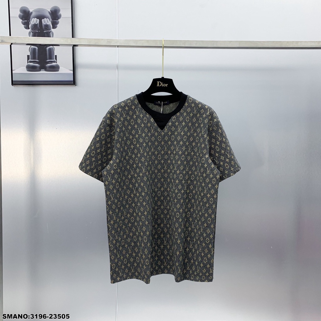Áo Phông Nam Nữ Lv Phối Họa Tiết Dập Vân Sang Trọng Lịch Sự - Áo Thun Nam Nữ Lv Chất Cotton Thoáng Mát DT FASHION MENWEA