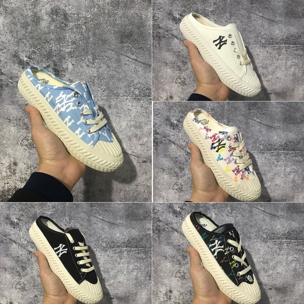 Giày sục nữ MLB ny lười đạp gót các màu Đen Trắng Xanh thể thao sneaker Hot trend