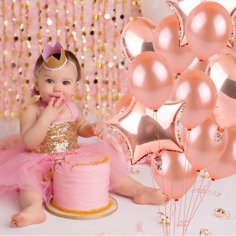 Bộ bóng bay màng nhôm/ latex màu vàng hồng độc đáo trang trí nhà cửa/ tiệc cưới/ sinh nhật