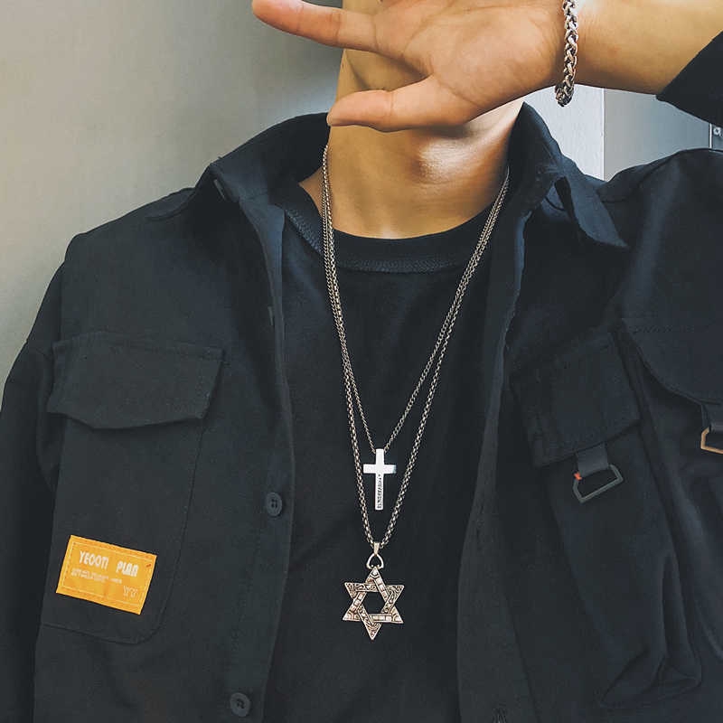 Dây Chuyền Thép Titan Mặt Thánh Giá Phong Cách Hip Hop