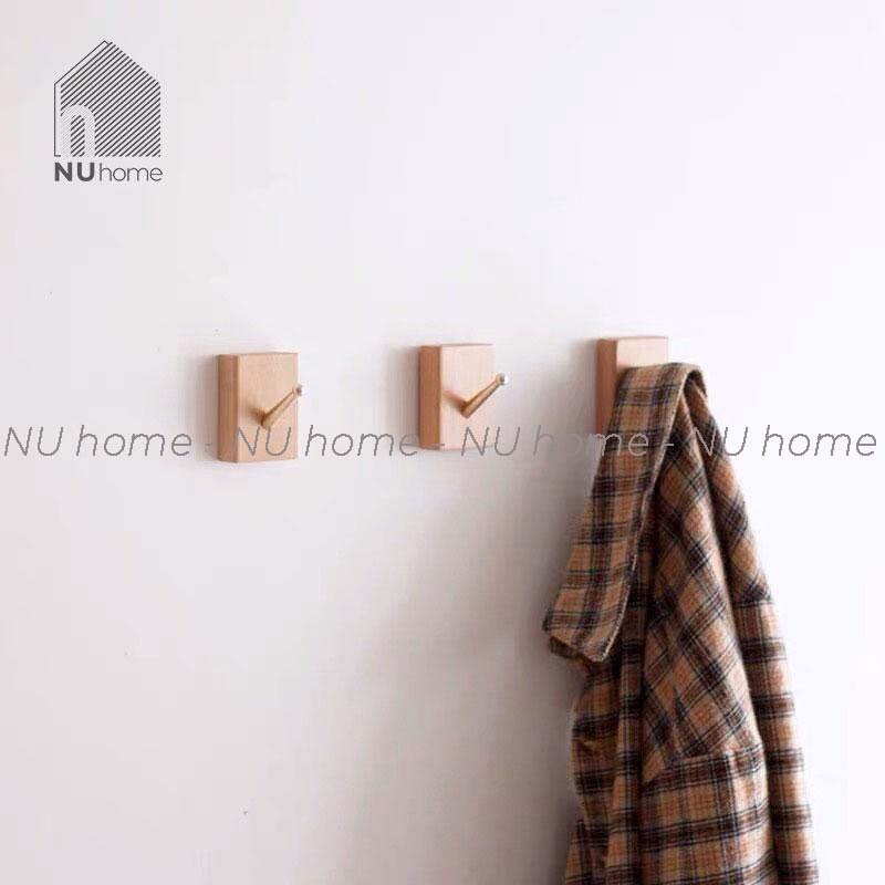 nuhome.vn | Móc gỗ treo quần áo móc kim loại mạ crom bền màu gắn tường tiện dụng, phong cách đơn giản