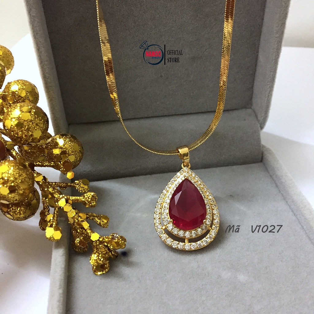 Mặt Dây Chuyền Nữ Mạ Vàng V1027 Đá Đỏ