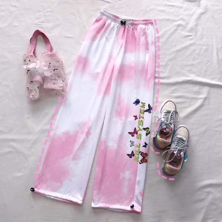 Quần thun loang màu mây in chữ phản quang bướm Cloud Tie Dye Pant unisex
