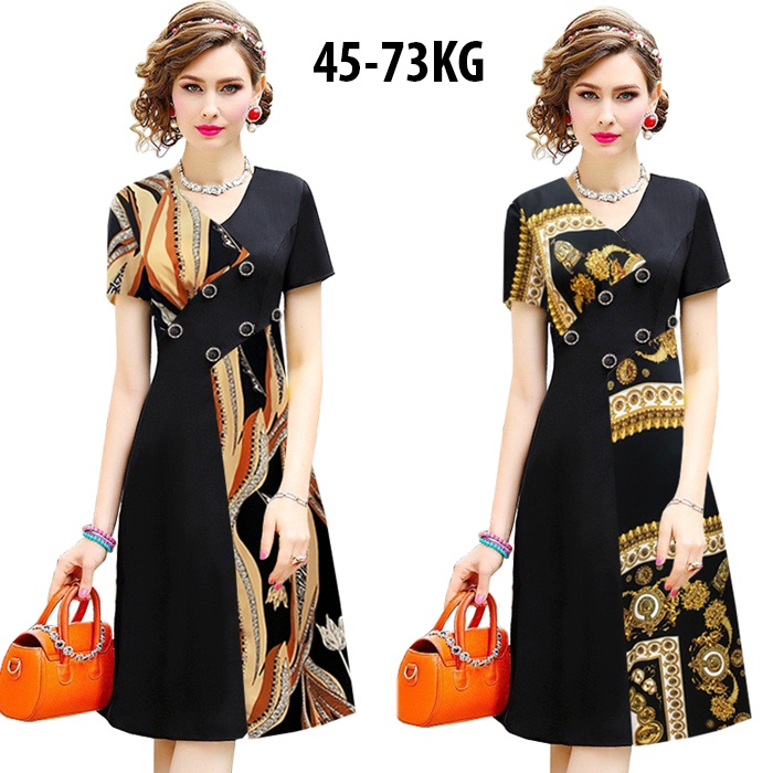 Đầm Dự Tiệc Trung Niên Cao Cấp Dáng Xòe Hoa Lụa Bigsize Cho Mẹ U40-U50 3337 3330