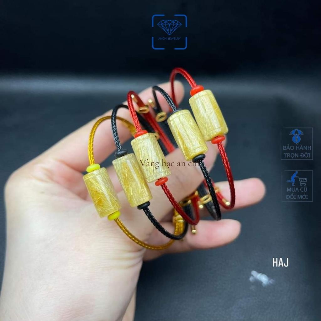 Vòng tay lu thống đá tóc vàng mệnh kim / thổ, Anchi jewelry