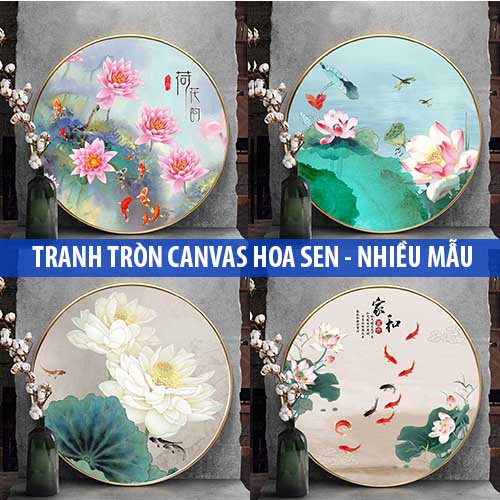 Tranh nụ hoa sen chất liệu canvas treo tường nhiều mẫu đã gồm khung tặng kèm đinh treo