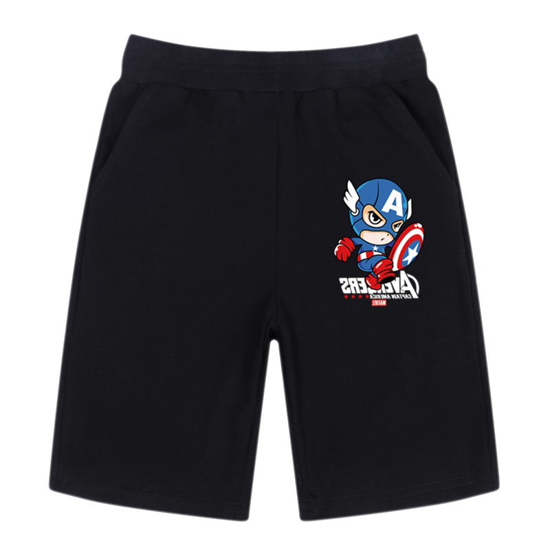 Quần đùi vải cotton thun in hình nhân vật Captain America xinh xắn dành cho trẻ em