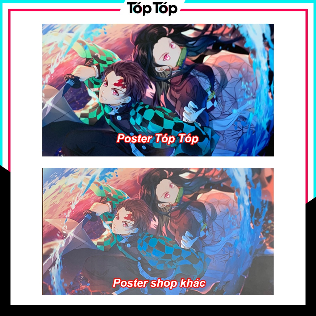 Poster anime Kimetsu No Yaiba, tranh dán tường manga wall decor KNY