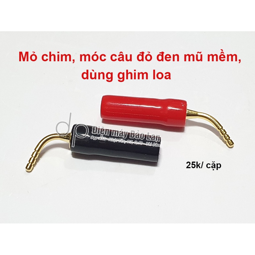 Mỏ chim, móc câu đỏ đen mũ mềm, dùng ghim loa