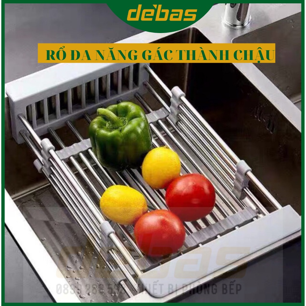 Kệ giá rổ gác bồn rửa chén bát đĩa inox 304 (loại dày), rổ rút kéo rổ gác bồn rửa chén đa năng