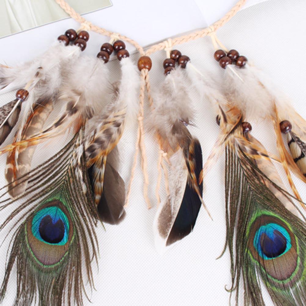 Băng Đô Cài Tóc Đính Lông Vũ Phong Cách Boho Cho Nữ