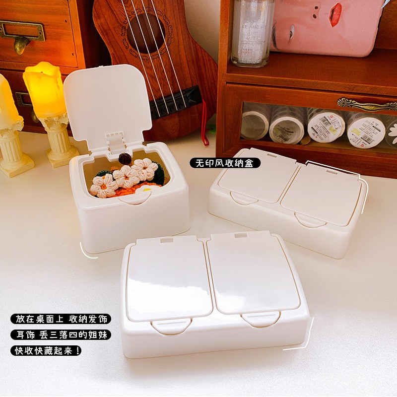 Hộp đựng cột tóc sticker tiện dụng màu trắng
