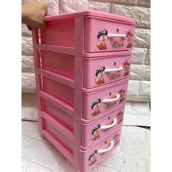 Tủ nhựa mini nhiều ngăn hoa văn nhiều hình cute tiện lợi 4 tầng-5 tầng (khosithuanthanh)
