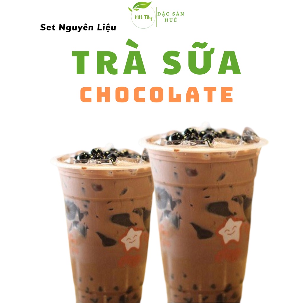 Set Nguyên Liệu Làm Trà Sữa  Phúc Long, Trân Châu Đường Đen, Hồng Trà, Thái Xanh, Thái Đỏ