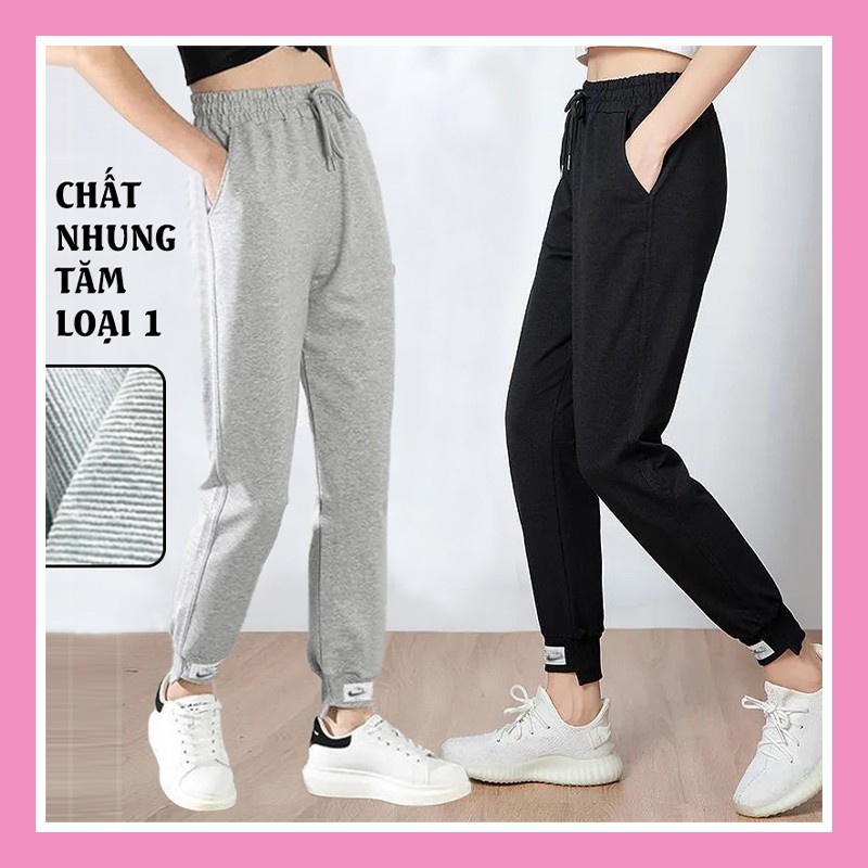 Quần jogger unisex nam nữ bo gấu dáng thể thao chất nhung tăm LOẠI 1 dày dặn có bigsize QD18