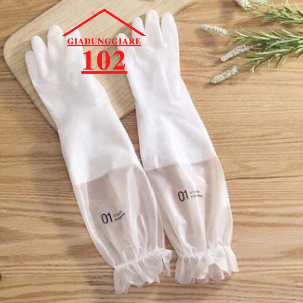 Găng tay cao su con hươu lót nỉ siêu dai, găng tay cao su rửa bát dài có dây thun chống tuột