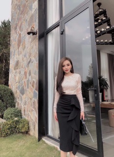 Set áo ren và chân váy ( hàng quảng châu cc)