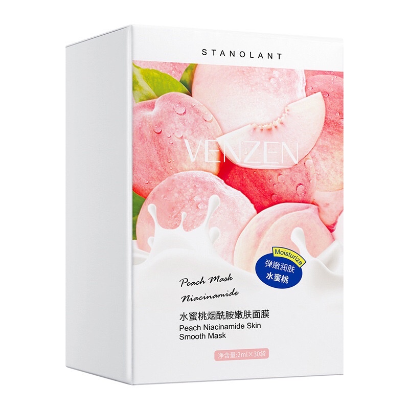 Mặt nạ ngủ VENZEN chiết xuất quả đào protein dưỡng ẩm se khít lỗ chân lông không cần rửa