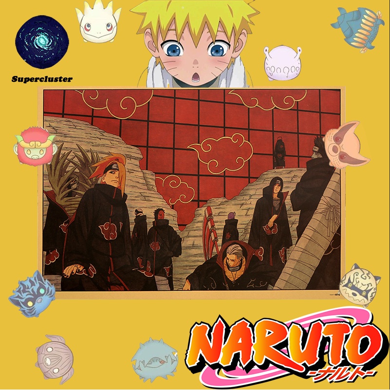 Tấm áp phích hình anime Naruto 50.5x35cm trang trí độc đáo