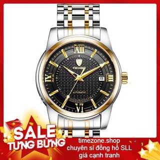 Đồng hồ chạy cơ automatic nam dây thép tevise cao cấp t805a demi đen giá rẻ