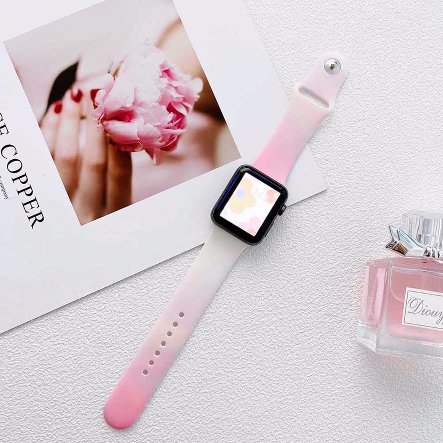 Dây đeo mềm màu gradient thích hợp cho đồng hồ thông minh Apple Watch 41mm 45mm 40mm 44mm 38mm 42mm