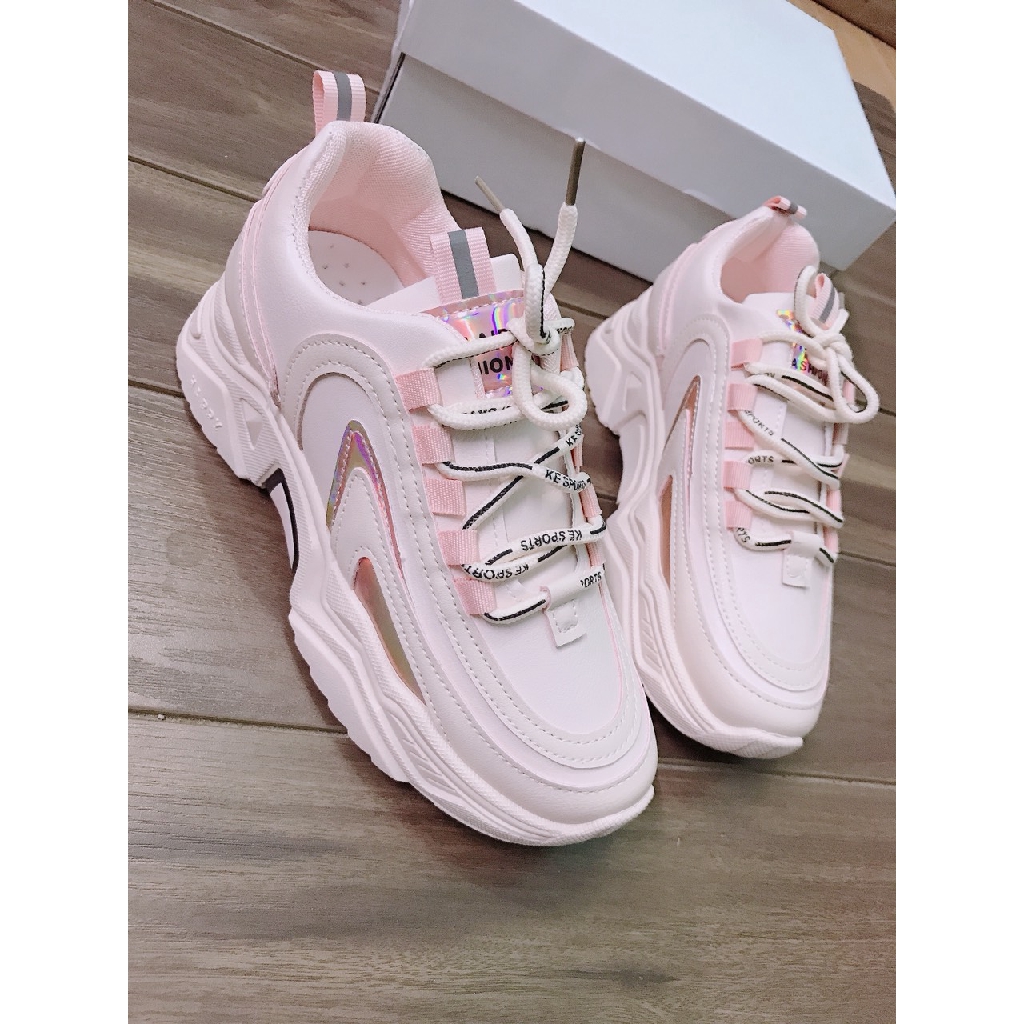 [Mã FAGREEN245 giảm 10% tối đa 30k đơn từ 99k] Giày thể thao nữ màu hồng phối màu phong cách hàn quốc B67 | BigBuy360 - bigbuy360.vn