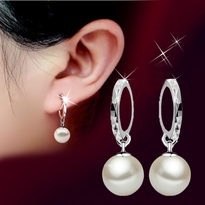 Bông Tai Mạ Bạc 925 Đính Ngọc Trai Nhân Tạo Thời Trang