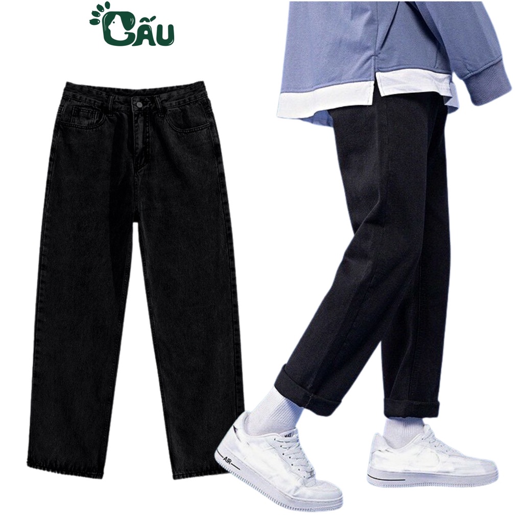 Quần baggy jean nam suông Gấu 194 vải jeans co dãn, dày dặn form slimfit - Jean Suông