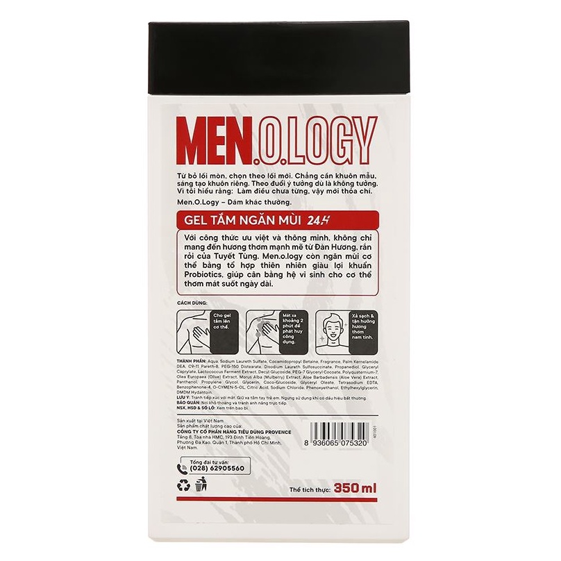 Gel tắm ngăn mùi 24 giờ MEN.O.LOGY Get Ready 350ml