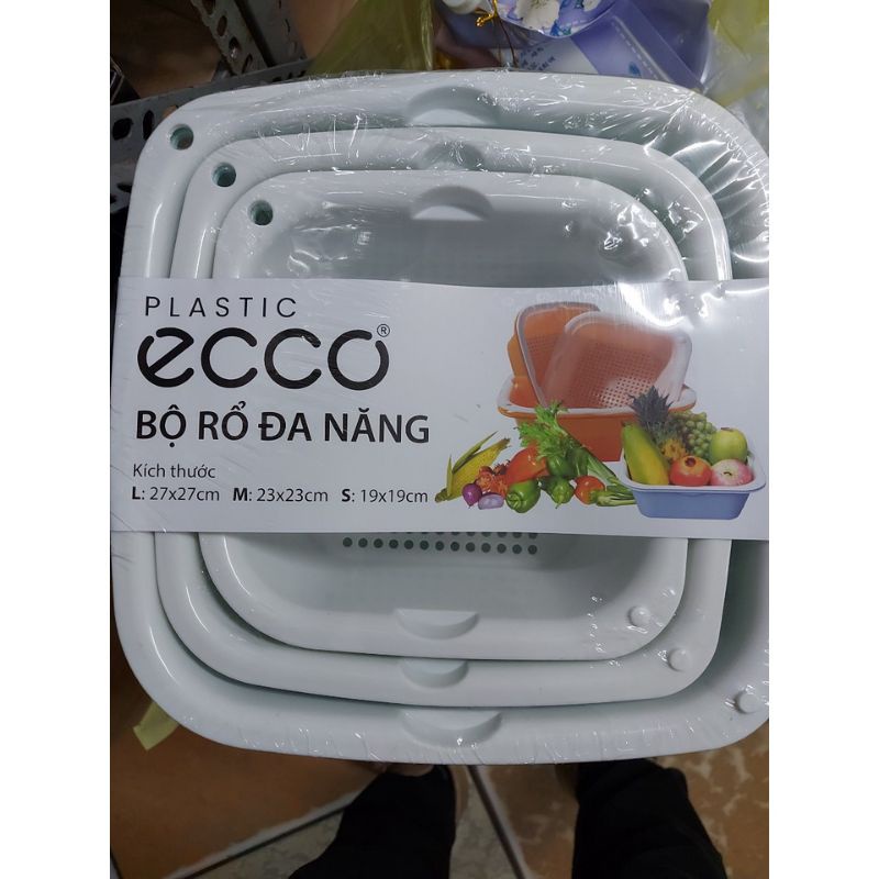 Rổ nhựa chữ nhật đựng đồ kèm chậu