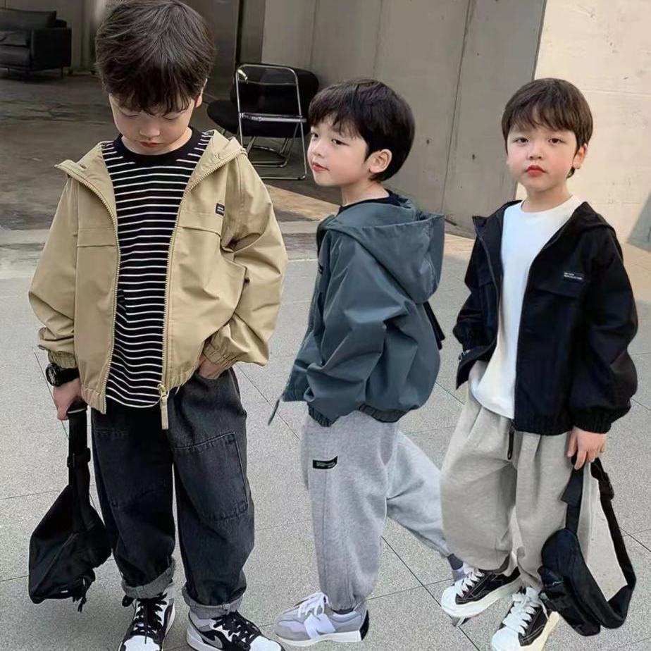 Hàng Có Sẵn Áo Khoác Có Mũ Trùm Đầu Phong Cách Nhật Bản Hàn Quốc Thời Trang Xuân Thu Xuân Thu Dành Cho Bé Trai